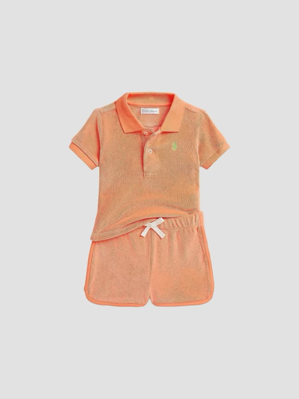 NWT Polo Ralph Lauren Baby Terry Cloth Polo Shirt & Shorts Set Peach 9M